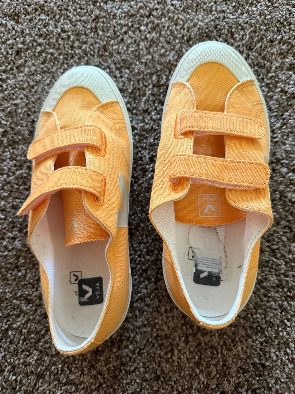 Veja Kids Orange Canvas Velcro Sneakers Size 3Y